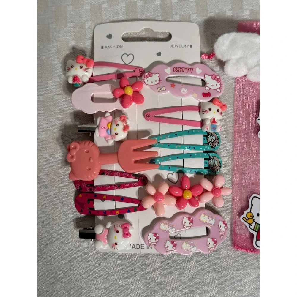 Kawaii Hello Kitty Hair Clips For All Hair Types Anime Pen Stickers Gift Pack